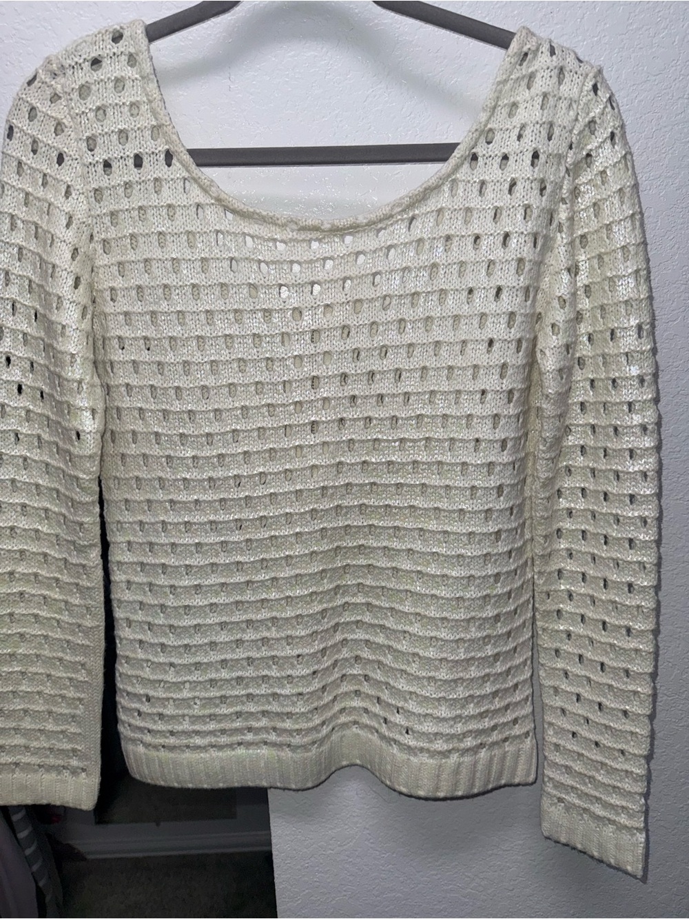 Excellent Condition, never worn-Promod Open-Knit Scoop-Neck Sweater in Cream